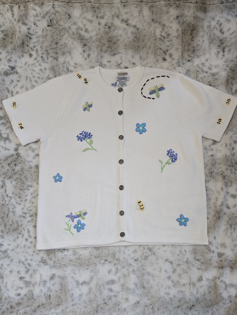 Vintage Embroidered Flower & Insect Cardigan
